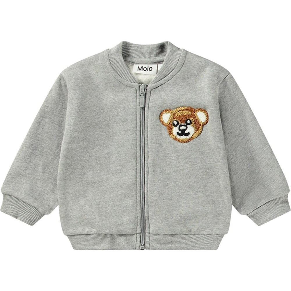 MOLO Dazzle Teddy Embroidered Zip Up (Grey) - Size 6M/68cm - Like New